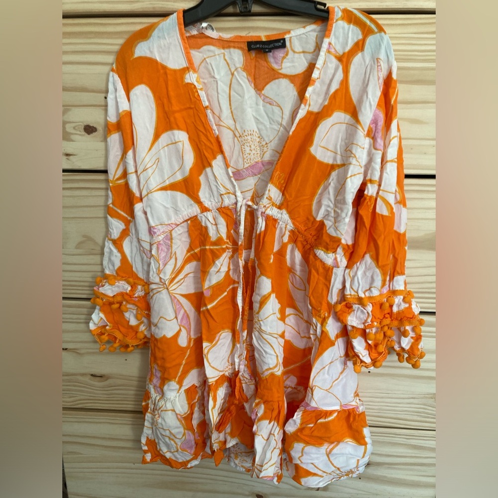 Orange and white beach dress